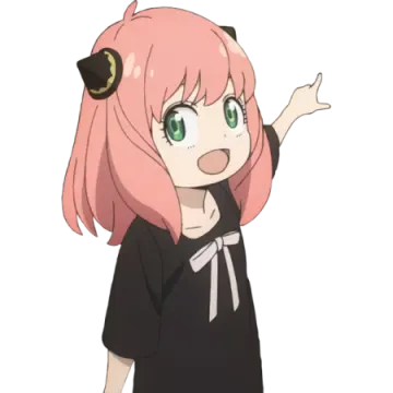 an anime girl with pink hair and green eyes