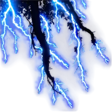 a picture of a tree with blue lightnings