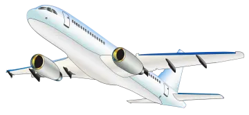 a white and blue airplane flying in the sky