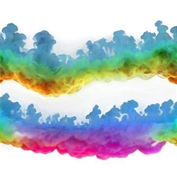 a group of colored smoke on a white background