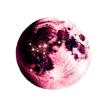 a pink moon with stars in the sky