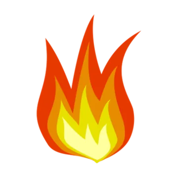 a fire flame on a white background