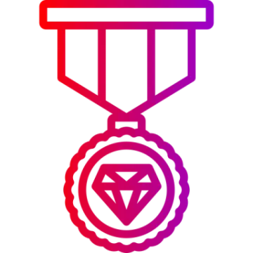 a medal with a diamond on it