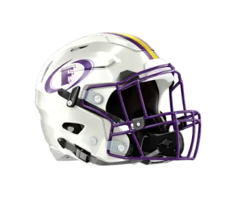 a football helmet with purple and yellow stripes