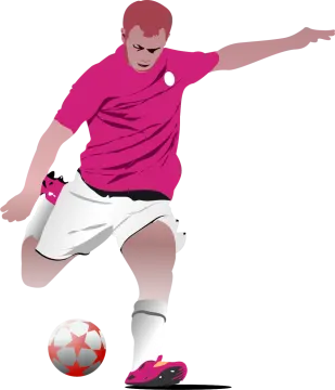 a man kicking a soccer ball