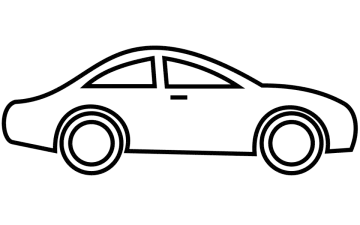 a black and white drawing of a car