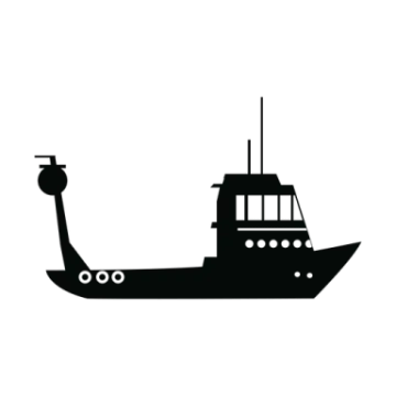 a black and white silhouette of a boat