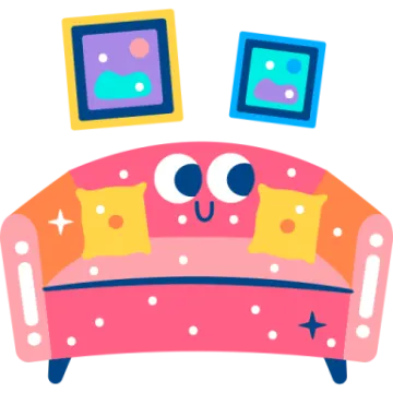 an image of a couch with pictures on it