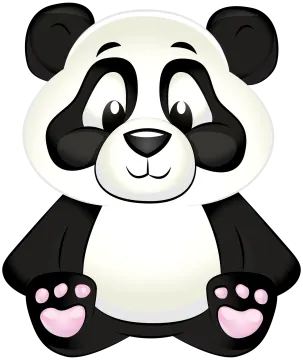 a cartoon panda bear sitting on the ground