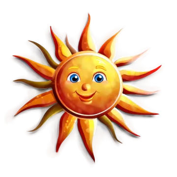 a cartoon sun with a smiling face