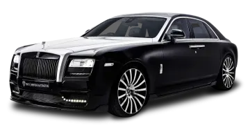 a black rolls royce on a white background