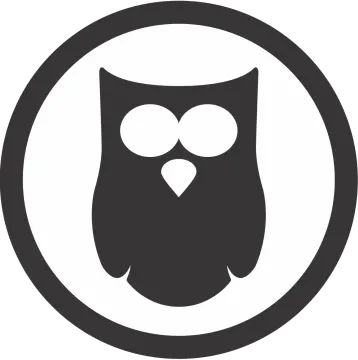 a black and white icon of an owl