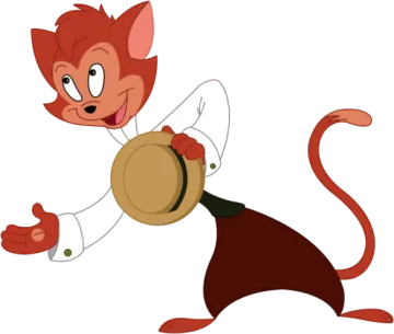 a cartoon cat with a drum in its paws