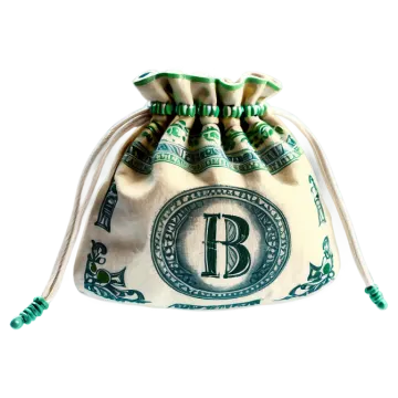a money bag with the letter b on it