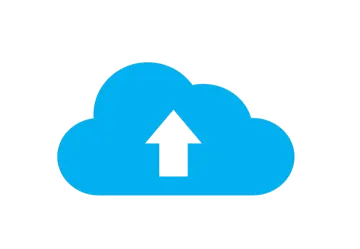 a blue cloud with an arrow pointing up