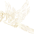 a drawing of a bird with wings