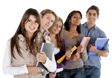 a group of people standing in a line