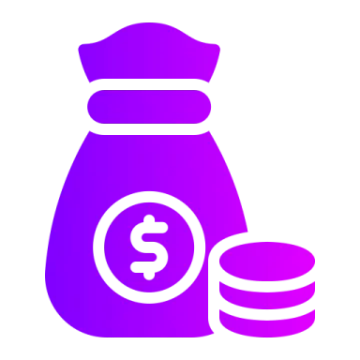 a bag of money and coins