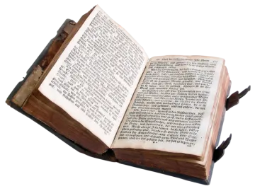 an open book on a white background