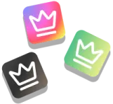 three square icons with crowns on them