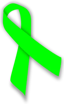 a green ribbon on a white background