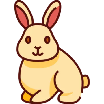 a cartoon rabbit sitting on the ground
