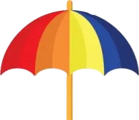 an umbrella with the colors of a rainbow