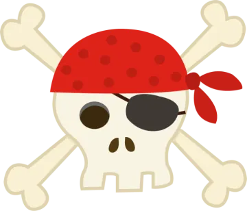 a pirate skull with a red banda on it