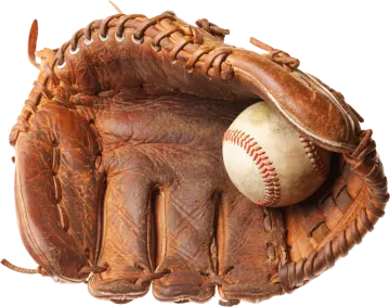 a baseball glove with a ball inside of it