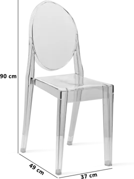 the dimensions of a clear plastic chair