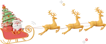 santa and his reindeer sleiing