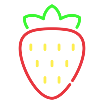 a strawberry with green and red stripes