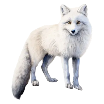 a painting of a white fox with brown eyes