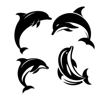a set of dolphins silhouettes