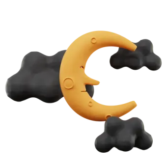 a pair of black and yellow moon shaped teeth