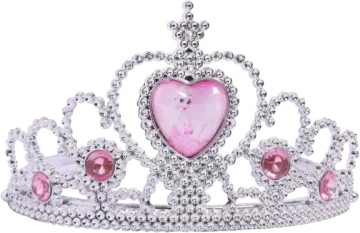 a pink heart shaped crown with crystals on it