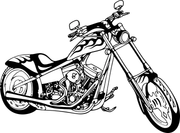 a black and white drawing of a motorcycle