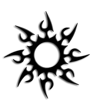 a black and white image of a sun