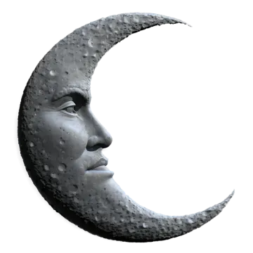 a woman's face is shown in the shape of the moon