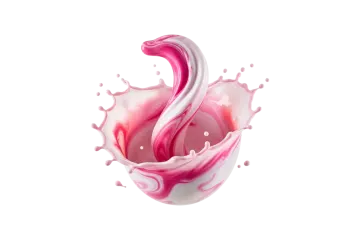 a pink and white liquid splash on a white background
