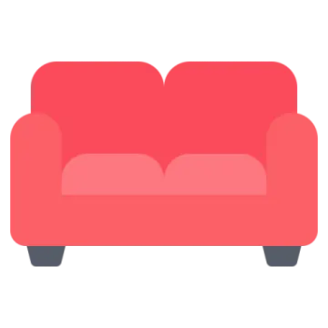 a red couch on white background