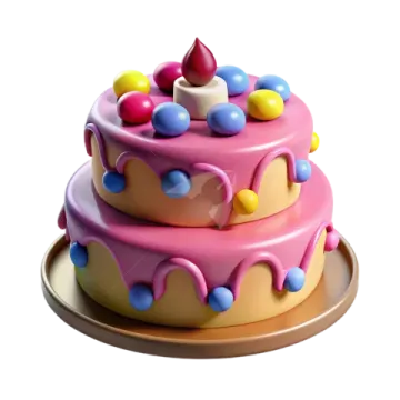 a cake with pink frosting and colorful candis