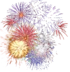 a bunch of colorful fireworks on a white background