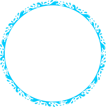 a circular frame with blue flowers and leaves