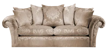a couch with pillows on top of it