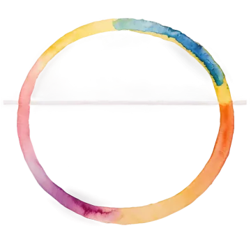 a circular painted with watercolors on a white background