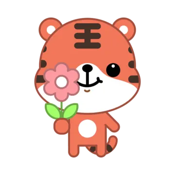 a cartoon bear with a flower in its mouth