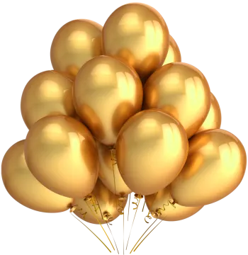 a bunch of gold balloons