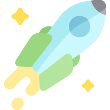 an illustration of a rocket in the sky