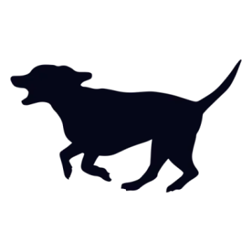 a black and white silhouette of a dog